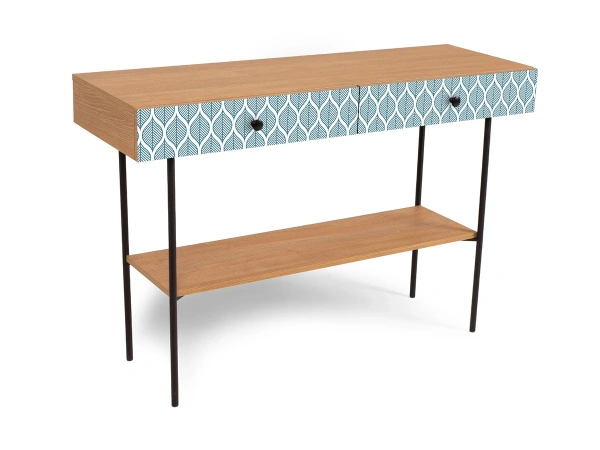 Стол консольный Frida (Цвет Leaf, Корпус Робиния Брэнсон, Ручки Черный матовый)