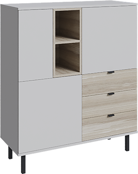 Комод Сильвия 3 ящика (Кашемир серая шагрень/Дуб рокпайл)