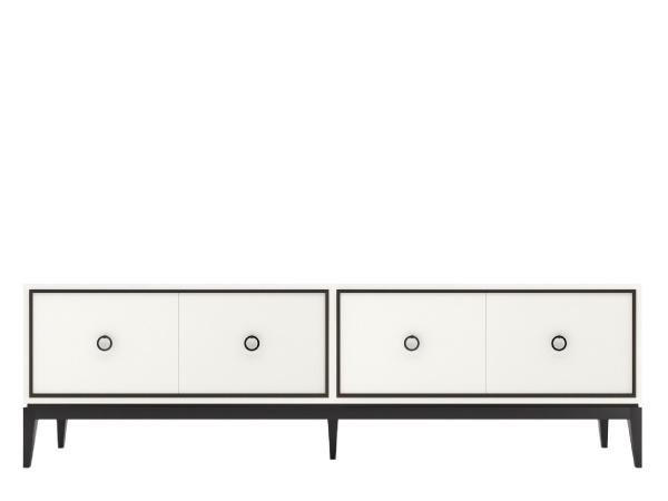 Тумба ТВ Nice 4 двери (Молочный/Черный)