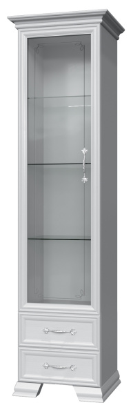 Шкаф с витриной Грация однодверный c 1 стеклом (420мм: 1 стекло ЛДСП/ МДФ (рамка) цвет Белый (ГОСТИНАЯ))