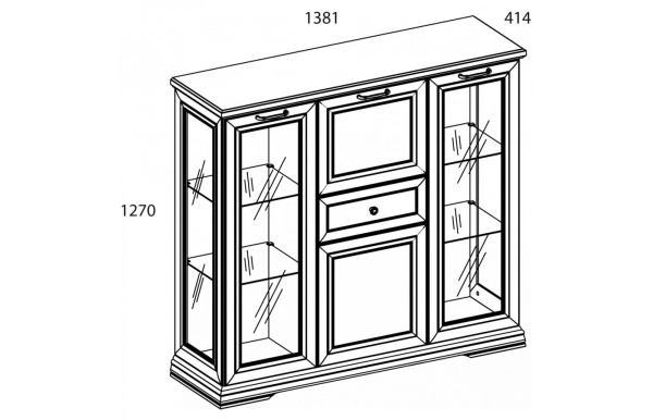 Шкаф с витриной 2V2D1S SEVILLA