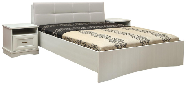 Кровать двойная с мягким изголовьем Турин (Сосна карелия 1400*2000)