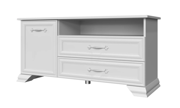 Тумба ТВ Грация 1300 2 ящика 1 дверь (1300 (2ящ. 1дв.)  ,ЛДСП/МДФ(рамка), цвет Белый (ГОСТИНАЯ))