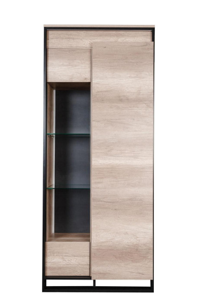 Шкаф с витриной Каньон Лофт П3.0561.0.20/40 (Цвет Дуб Каньон+чёрный, Модель без подсветки)
