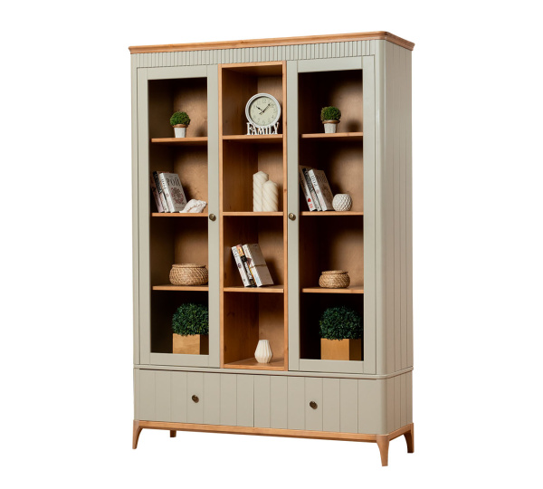 Шкаф книжный Вида №15 (Фасад Ёлка, Цвет Эмаль,  Высота ножек 180)