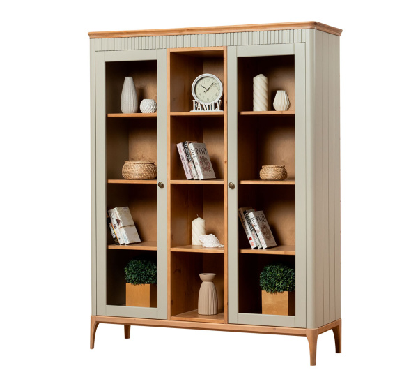 Шкаф книжный Вида №14 (Фасад Ёлка, Цвет Эмаль,  Высота ножек 180)