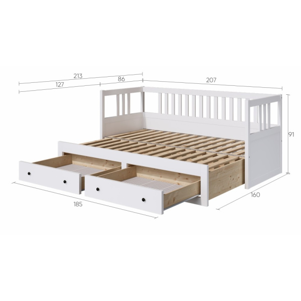 Кровать-кушетка с ящиками  Кымор Hemnes