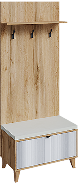 Тумба с вешалкой Лаура (Дуб вотан/Белый шагрень)