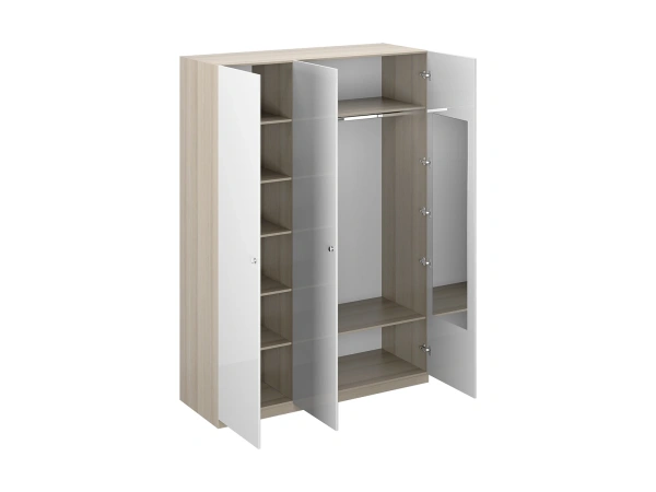 Шкаф Uno трехдверный / глянец (Корпус Ясень Коимбра, Фасад Белый глянец)