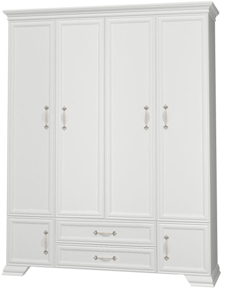 Шкаф распашной Грация ШР-4 (ЛДСП/МДФ(рамка) цвет, Белый 2ящ., без зеркал)