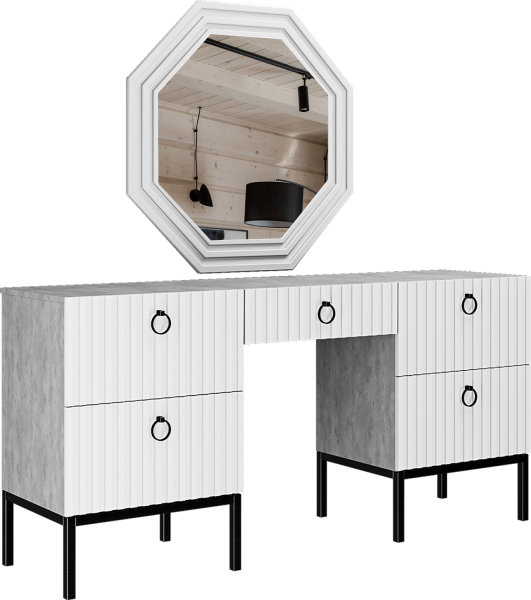 Стол туалетный Бержер (Метрополитан Грей/Белый)