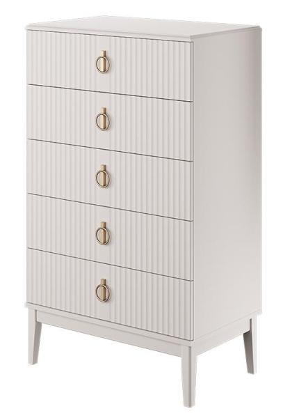 Комод Фарго 5 ящиков (5 ЯЩИКОВ, ЛДСП Персидский жемчуг/МДФ ЛАК Льняной)