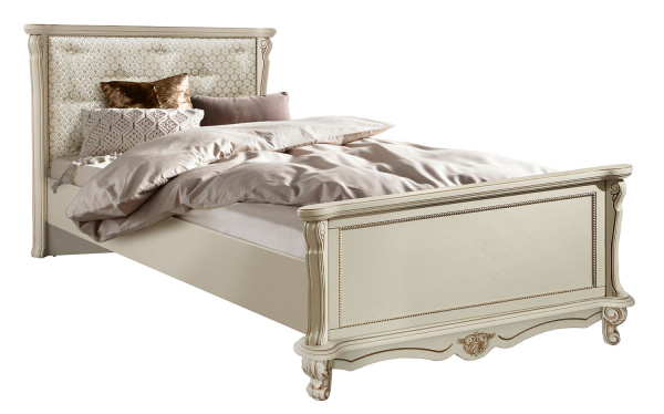 Кровать одинарная 1-09 Алези П1.350.1.34 (Слоновая кость с золочением 900*2000)