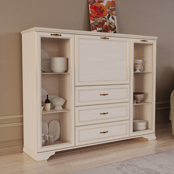 Шкаф низкий (2 стеклодвери) Сиена