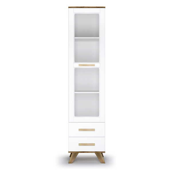 Шкаф-витрина 450 Вега Скандинавия (Дуб Каньон/белый глянец)
