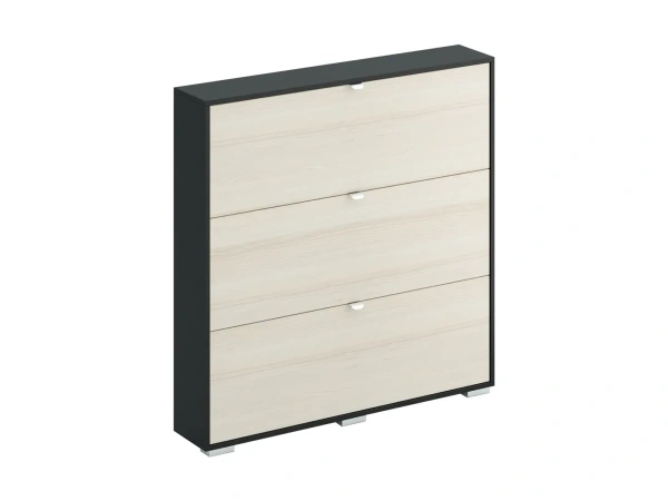 Шкаф для обуви Wide ясень коимбра (Корпус Черный, Фасад Ясень Коимбра)