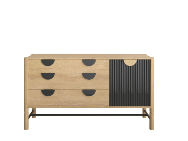 Комод Oldem 4 ящика широкий (Дуб натуральный/графитовый серый)