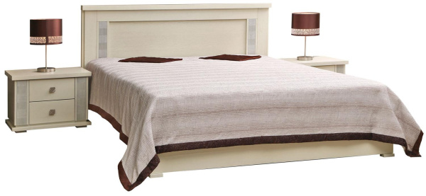 Кровать двойная Тунис (Слоновая кость с серебром 1200*2000)