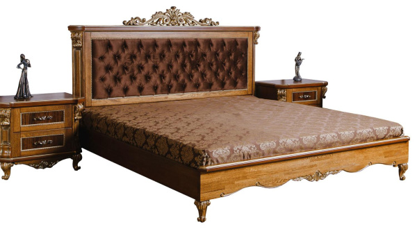 Кровать двойная Альба (декор. изголовье) (Палисандр с золочением 1600*2000)