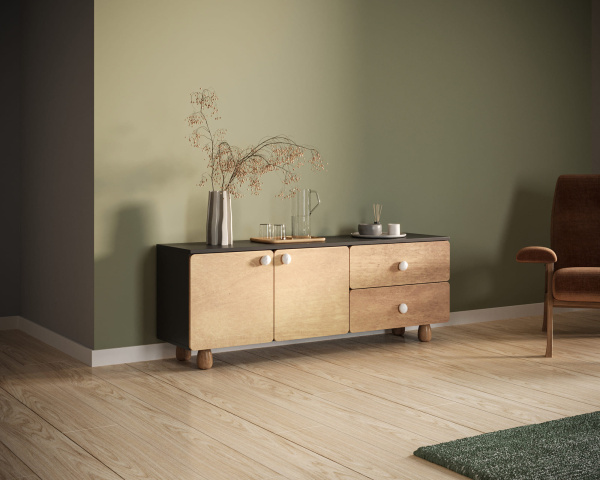 Комод низкий с двумя дверками и ящиками Split SP11