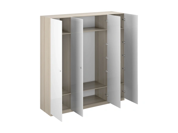 Шкаф Uno Ш4 глянец (Корпус Ясень Коимбра, Фасад Белый глянец)