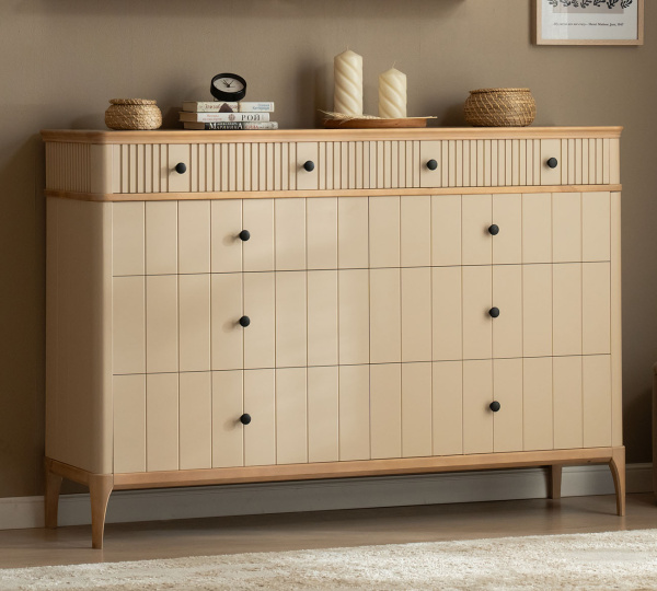 Комод Вида №22 (Фасад Ёлка, Цвет Эмаль,  Высота ножек 180)