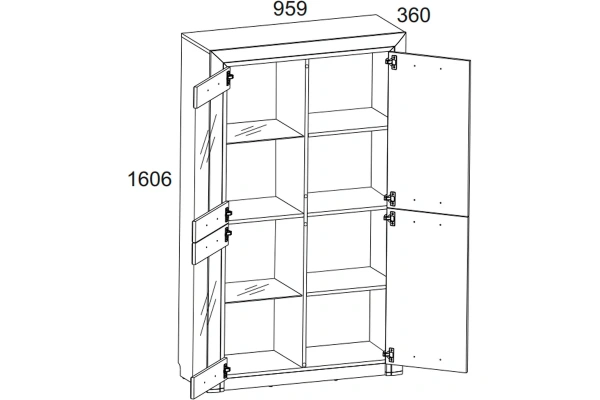 Шкаф-витрина 2V2D ОЛИВИЯ