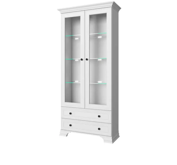 Шкаф с витриной 2V2S ТИФФАНИ Белый