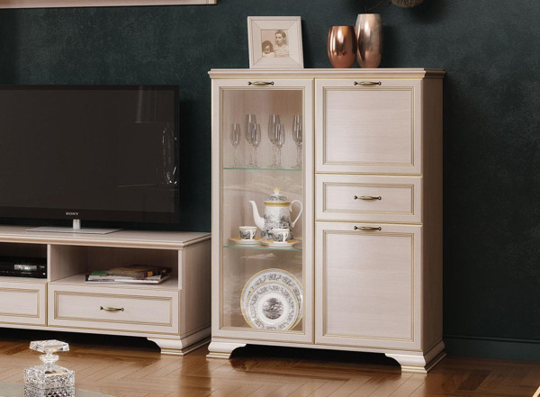 Шкаф низкий (1 стеклодверь) Сиена