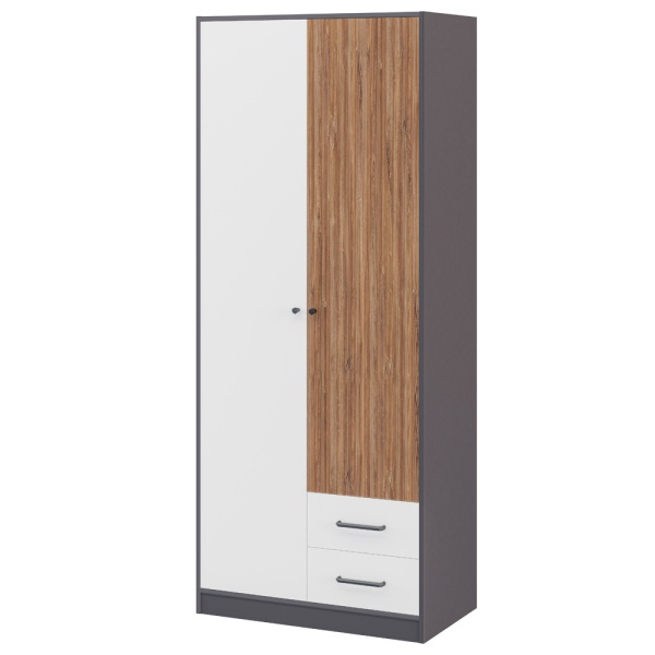 Шкаф для одежды Мальма МН-135-03 (Графит/Белый-Дуб стирлинг)