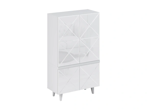 Шкаф Kristal большой (Корпус Белый, Фасад Стекло белое)