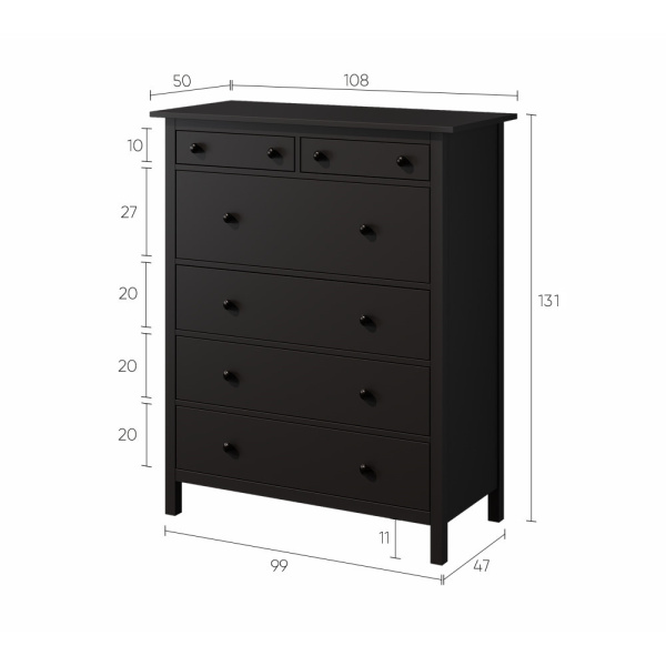Комод 6 ящиков Кымор Hemnes