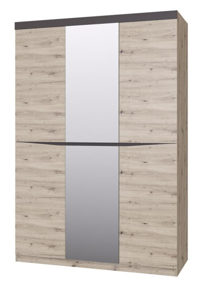 Шкаф распашной Тиана NEW ШР-3 с зеркалом (С ЗЕРКАЛОМ.  ЛДСП Дуб Бонифаций./ ЛДСП Дуб Бонифаций-Вольфрам.)