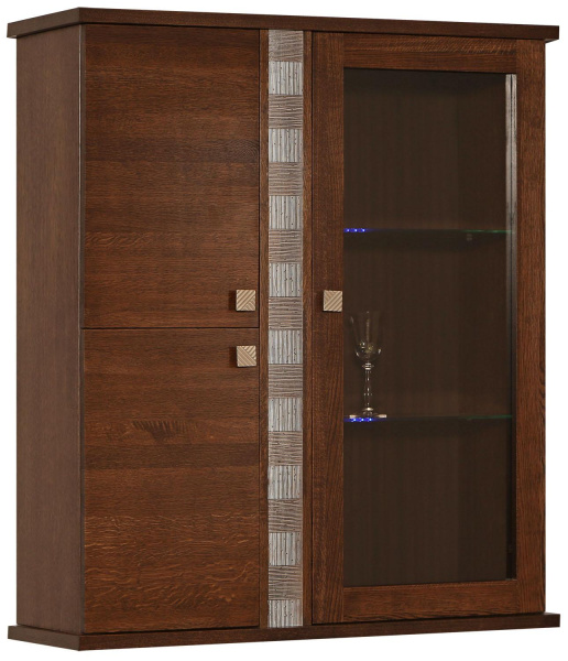 Шкаф комбинированный навесной Тунис П6.343.0.28 (П343.28Ш) (Венге c серебром)