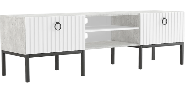 Тумба ТВ Бержер (Метрополитан Грей/Белый)