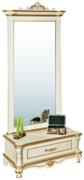 Зеркало напольное Алези Люкс П1.349.0.15 (П350.15л) (Слоновая кость с золочением)