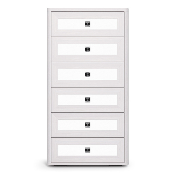 Комод высокий Парма Нео (Ясень анкор светлый, экокожа polo белая)