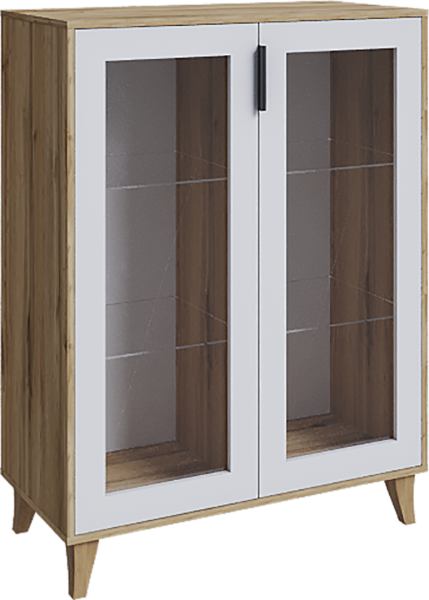 Шкаф Лаура стекло (Дуб вотан/Белый шагрень)