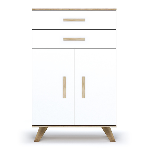 Шкаф низкий Вега Скандинавия (Дуб Каньон/белый глянец)