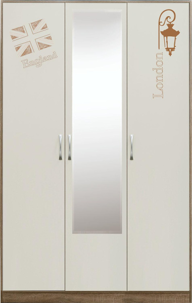 Шкаф для одежды 3д Бритиш Бум П3.0551.1.25-01 (Дуб трюфельный + крем)