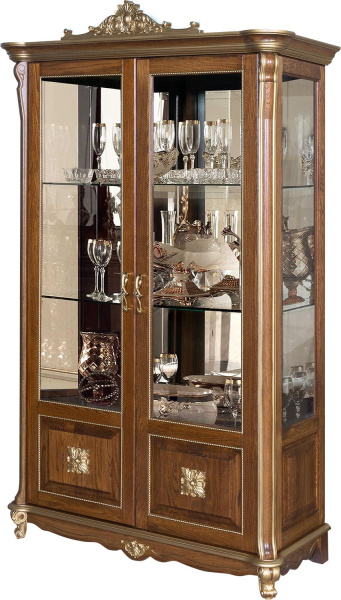 Шкаф с витриной Алези Люкс П1.349.0.19 (П350.19л) (Античная бронза с золочением)