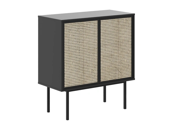 Шкаф Boho низкий / ротанг (Корпус Черный, Фасад Ротанг)