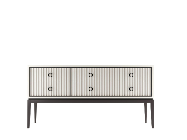 Комод Nice 6 ящиков на высоких ножках фасад с фрезеровкой (Молочный/Черный)