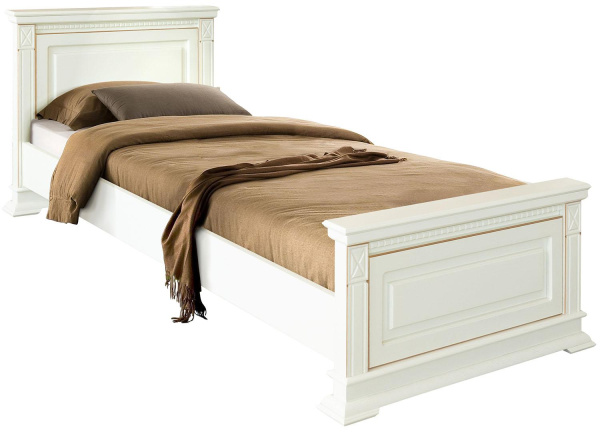 Кровать одинарная Верди Классик с высоким изножьем (Слоновая кость с золочением 800*2000)