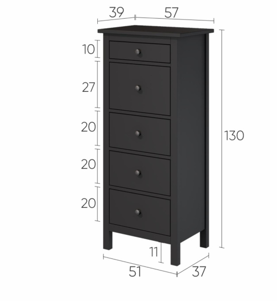 Комод 5 ящиков Кымор Hemnes