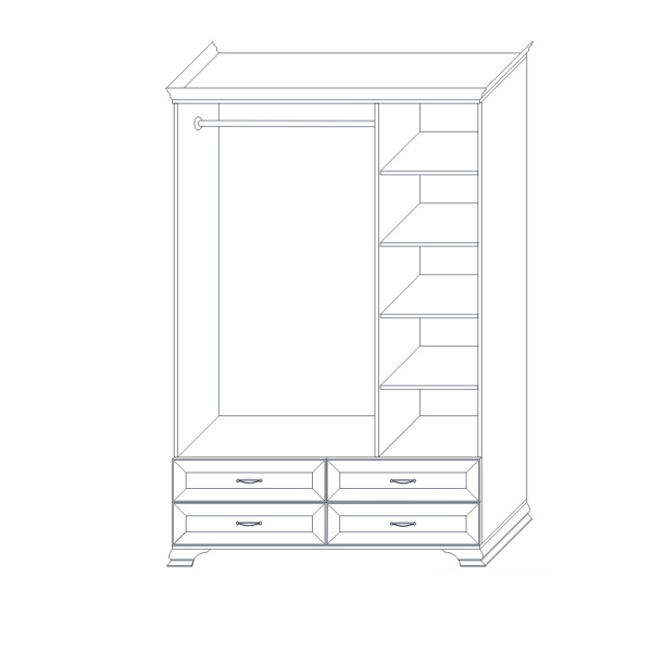 Шкаф 3-х дверный (корпус) Сиена