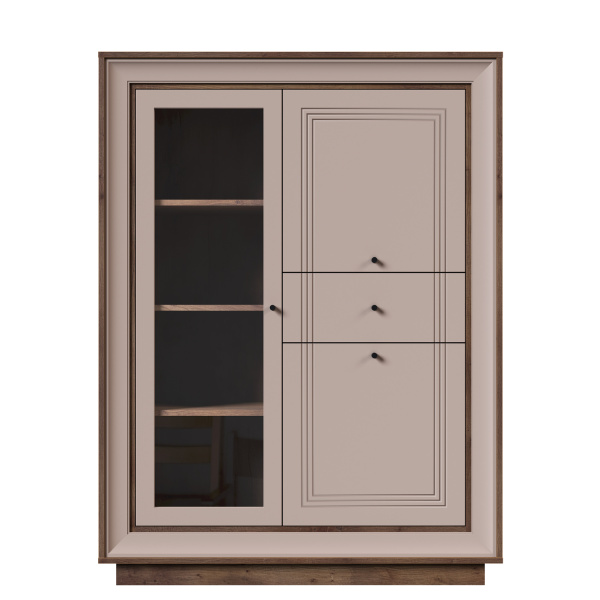 Шкаф низкий (1 стеклодверь) Прато (Таксония шоколадная/ Кофе с молоком)