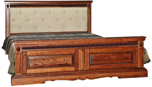 Кровать двойная Милана высокое изножье мягкое изголовье (Черешня 1600*2000 без механизма)