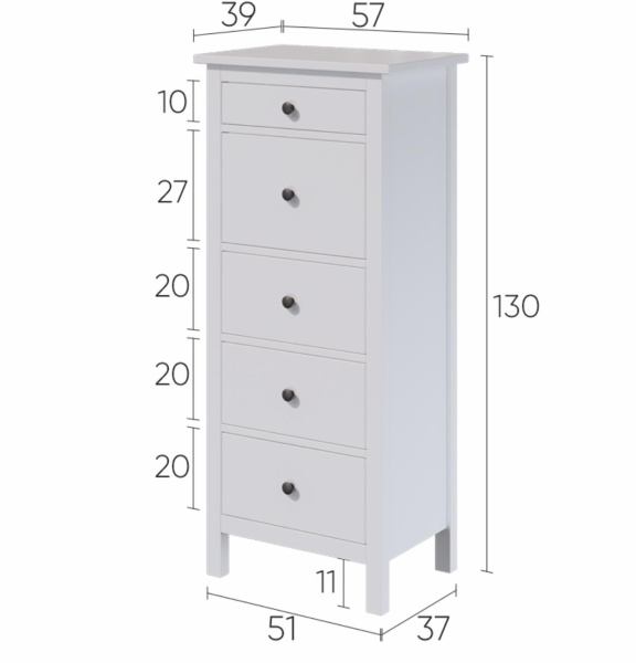 Комод 5 ящиков Кымор Hemnes