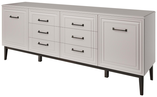 Комод Гориция 6 ящиков 2 двери (6 ЯЩИКОВ 2 ДВЕРИ, Персидский жемчуг/Лак Льняной)